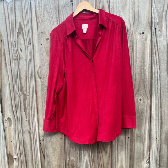 Ruby Red - CHICOS button down blouse - Picture 1 of 5